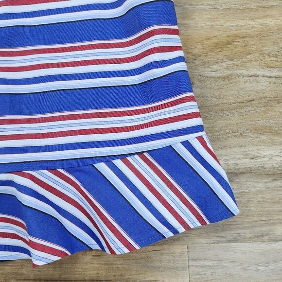 🍑Tommy Hilfiger Blue Striped Sleeveless Peplum Top Medium - Picture 6 of 9